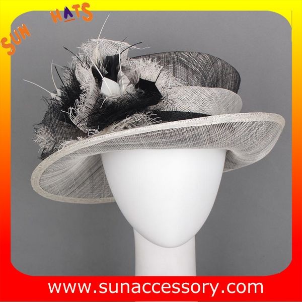 Elegant fancy Church sinamay hats for ladies ,Sinamay mid brim church hat