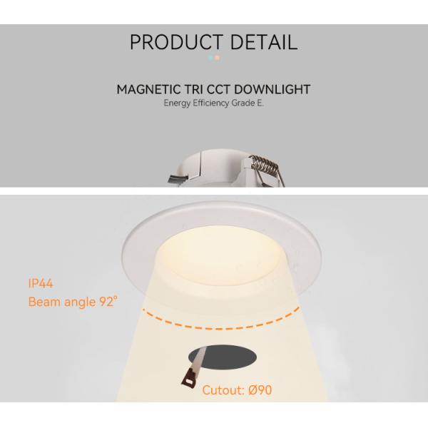 9W 3CCT LED Adjustable Downlights IP44 Hole 90mm Led Downlights Dimmable Magnetic