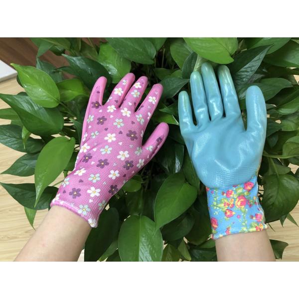 Перчатки нитрила XL Breathable полиэстера цветка защитные садовничая ровные
