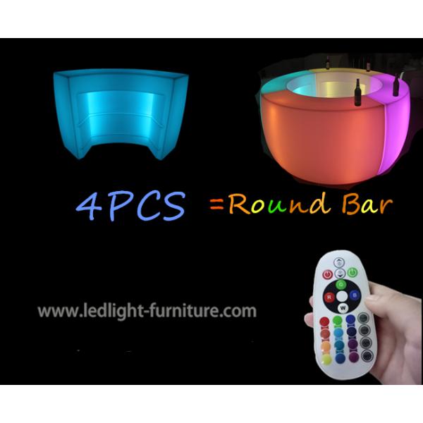 4 Piece Section Small LED Round Bar Counter Portable With RGB LED Module