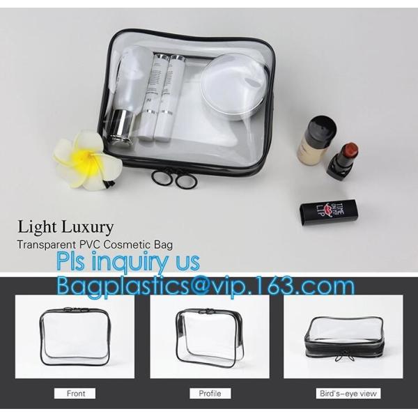Popular Iridescent Clear PVC Makeup Bag, custom logo printing clear pvc makeup Bag, portable cosmetics makeup bag, handl