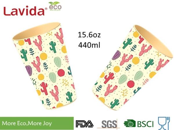 Food Grade Prints Bio Bamboo Fiber Mug Glass Non - Fragile Low Thermal Transfer