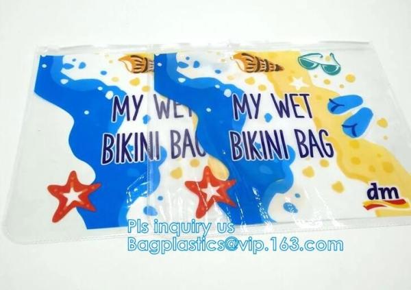 zipper slider travel cosmetic bag, commodity package bag, Promotional Transparent Cosmetic PVC Bag Slider Zip Bags Clear