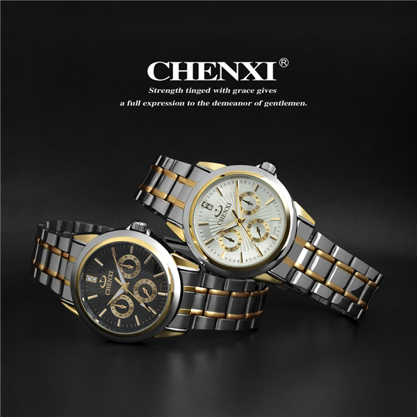 2015 New Fashion Two Tone Color Gold 005D7D Japan Quartz Movt Stainless Steel Watches Man