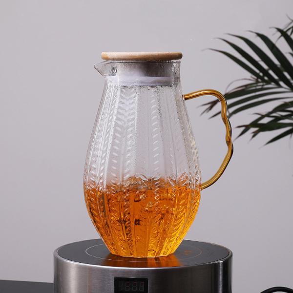 Kitchen 1.5L Glass Water Pitcher Microwave Safe High Borosilicate Material