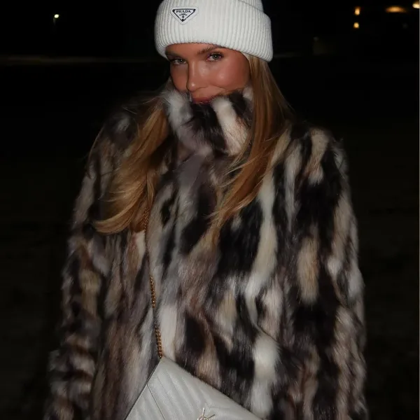 Synthetic  Dry Clean  Short Fur Coat Trendy Eco Faux Fur Collar Coat