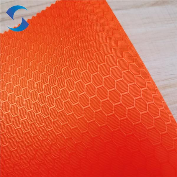 Honeycomb Hexagonal football Fluorescent orange 300D Oxford Fabric With PU1000 Coating