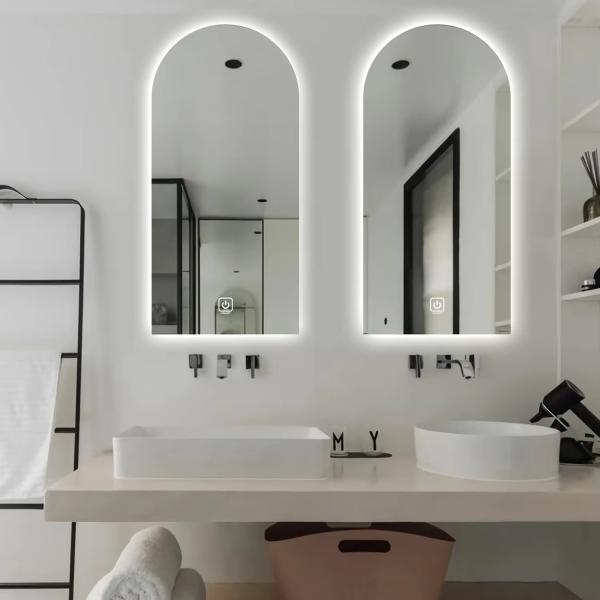 Arch Smart LED Bathroom Mirror , LED Illuminated Backlit Bathroom Mirrors