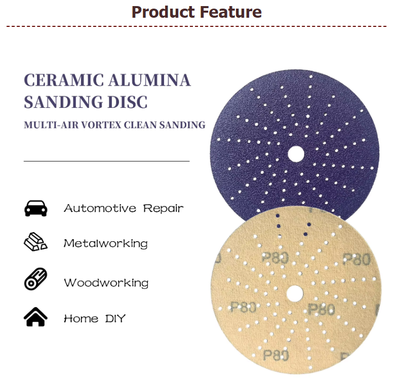 ODM Ceramic Abrasive Sanding Disc Sandpaper 150mm Aluminum Oxide Cyclone Hole