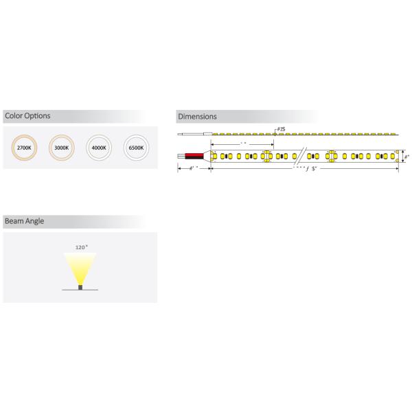 2835 140D Serie 2835 Luzes LED desnudas IP20 24V 2700K / 3000K / 4000K / 6500K