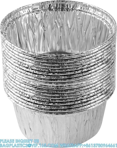 3.5'' Inch Round Ramekins Muffin Cups Tin Foil Cupcake Pans Disposable Aluminum, Freezer & Oven Safe Pack