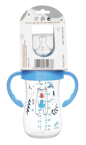 9 oz/ 260 ml PP Wide Neck Baby Feeding Bottle