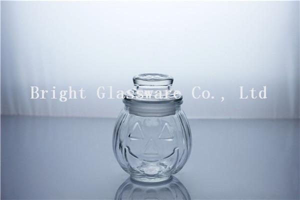 Custom machine pressed small pumpkin face glass jar