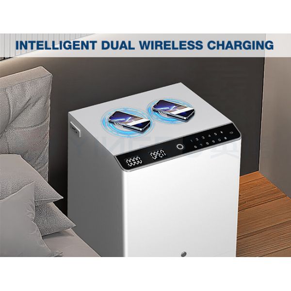 Dual Alarm Smart Security Safe Box Biometric Fingerprint Wireless Charging Bedroom Cabinet