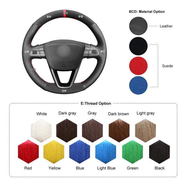 Fan Club Design Style Steering Wheel Cover for Seat Leon 5F Mk3 Ibiza 6J Arona Alhambra