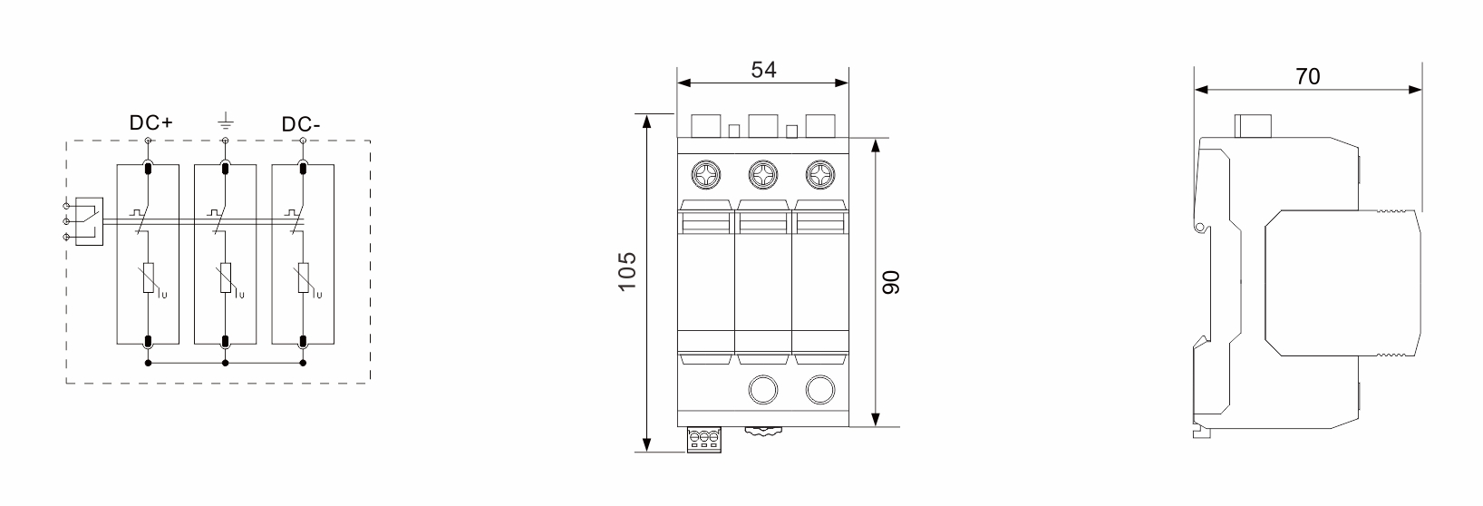 EN61643-31 Устройство защиты от солнечных волн DC 3P