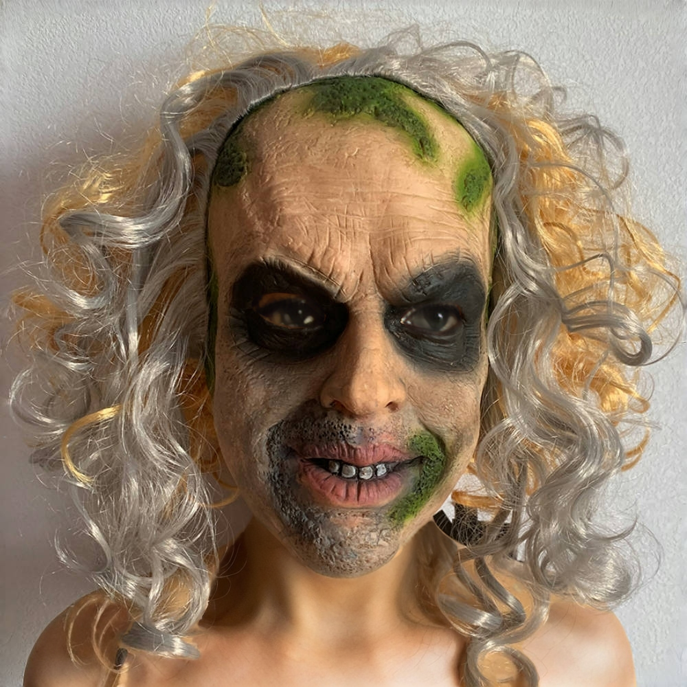 Latex Material Creepy Mask with Terrifying Visual Impact One Size Fits Most for Halloween Parties
