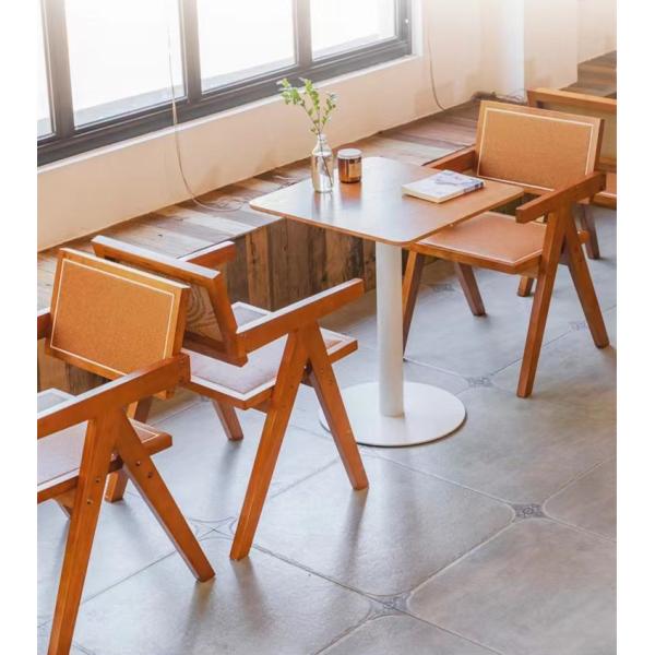 Restaurant Coffee Shop Bistro Commercial Furniture Ash Solid Wooden Dining Set
