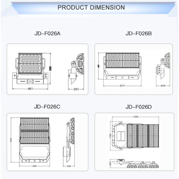 lumière imperméable extérieure de stade de 480w IP66 140lm/W LED