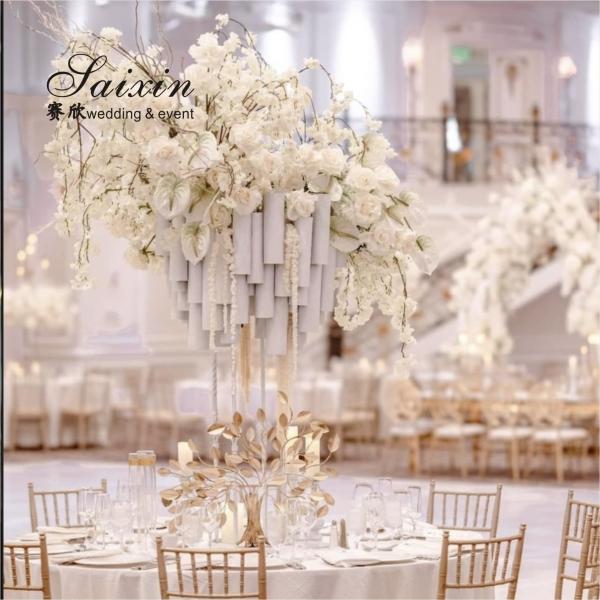 Ouro Prata Casamento Centrais Flor Estand à Venda Tubos de Metal Branco
