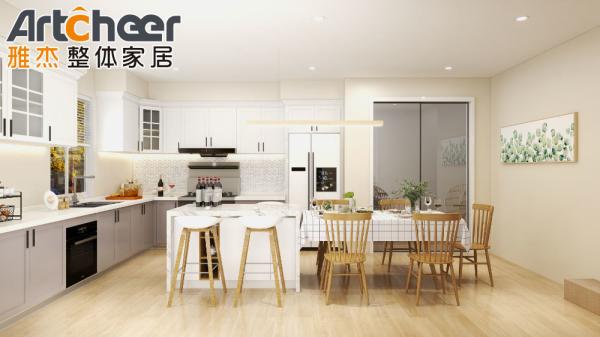 Material de grau E0 Armários de madeira personalizados para unidades de design de cozinha modernas completas