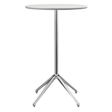 Modern Round Bar Table With Wood Top And Polished Aluminum Base For Bistro Pub