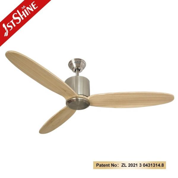 Timer e Inglês Operando 3 lâminas de madeira DC motor ventilador de teto com controle remoto