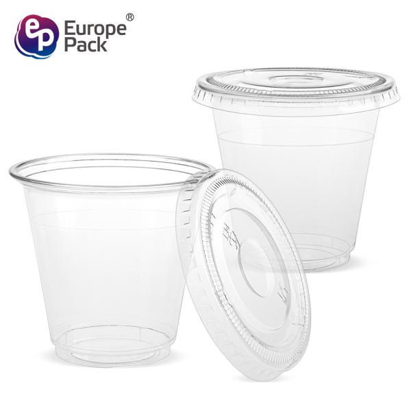 New products disposable PET clear150ml smoothie cup with flat lid