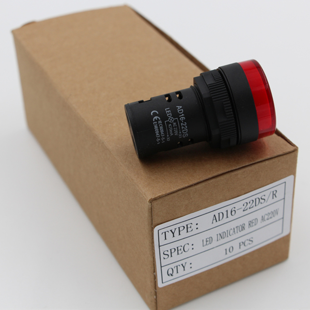 Ad22-22DS LED Indicator Lamp Red Signal Lamp with 220V LED Indicators Made of Plastic and Metal