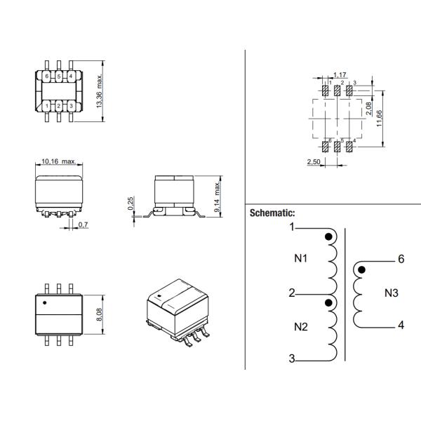 Surface Mount SMPS Flyback Transformer For Low-power 750315830