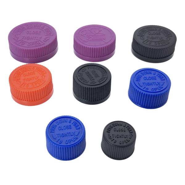 Child-Resistant Ribbed Embossed Continuous Thread Lid Screw Cap Non-Spill PP Plastic Lids for Bottles