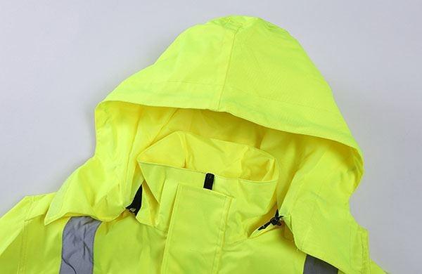 Reflective Raincoat, Classic Raincoat Waterproof Hi Vis Reflective Long Rain Jacket ANSI Class 3 Yellow, 4X-Large