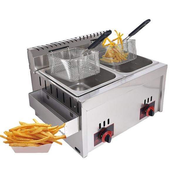 Commercial Deep Fryer Desktop Twin Cylinder Fryer Machine Easy to Operate and Clean