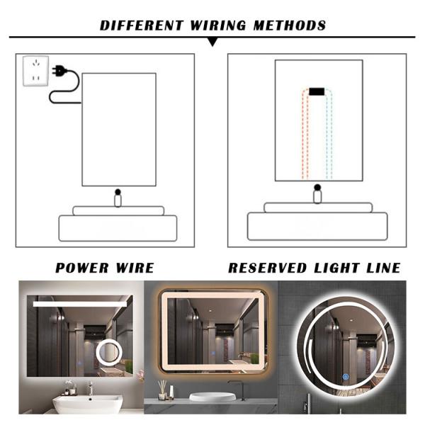 Modern Illuminated Bathroom Mirrors Aluminum Frame Customized Design Decorative