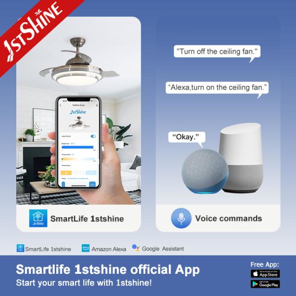 1stshine Ceiling Fan with 3 Clear PC Plastic Blades and 3 Color Temperature Settings