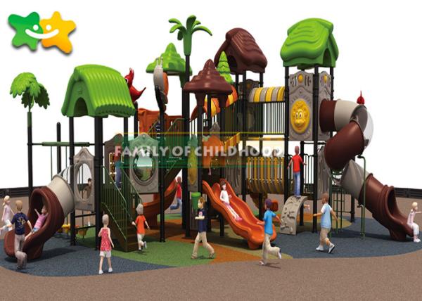 Corrediça exterior plástica robusta Playset, corrediça Forest Theme Design do campo de jogos da fibra de vidro