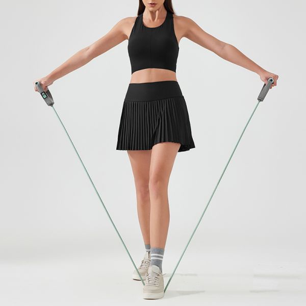 Women's Pleated Tennis Skort High Waisted Quick Dry Yellow Flared A Line Design