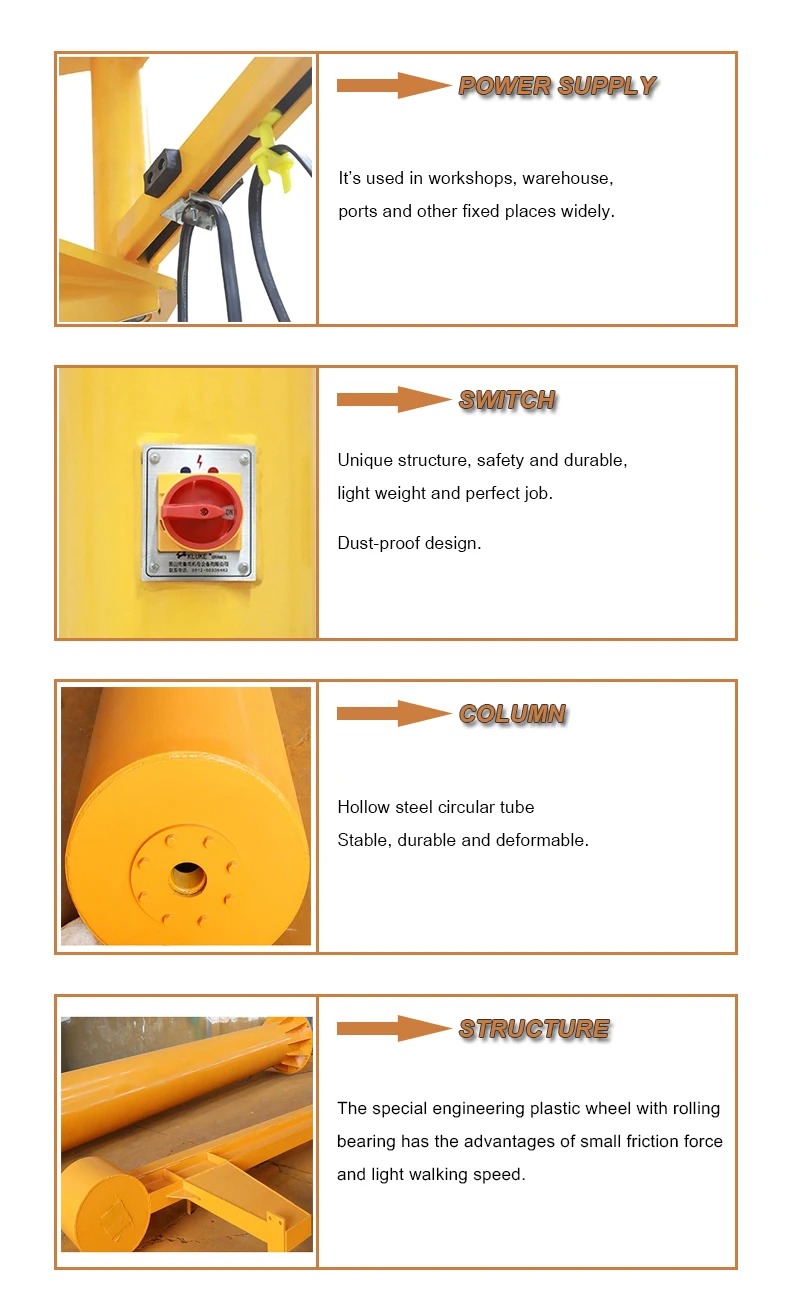 0.5 Ton 1 Ton 2 Ton 3 Ton 5 Ton Jib Crane Column Mounted Cantilever Crane 360 Degree Rotation