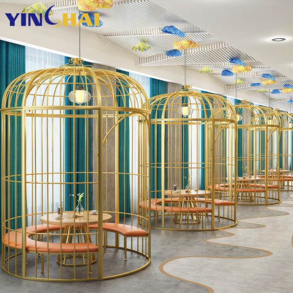 Polished Custom Stainless Steel Products Decoration Birdcage Booth For Hotel