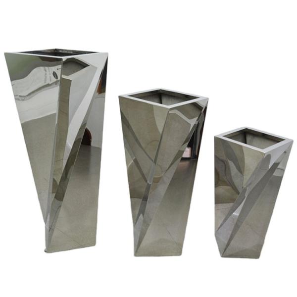 Rotational Stainless Steel Garden Pots Metal Flower Planter Mirror Finishing
