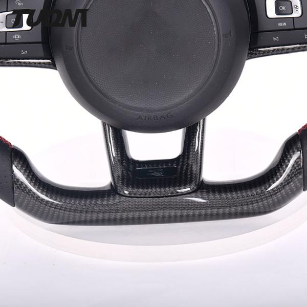 Leather Red Stitching Carbon Fiber Volkswagen Steering Wheel OEM 350mm