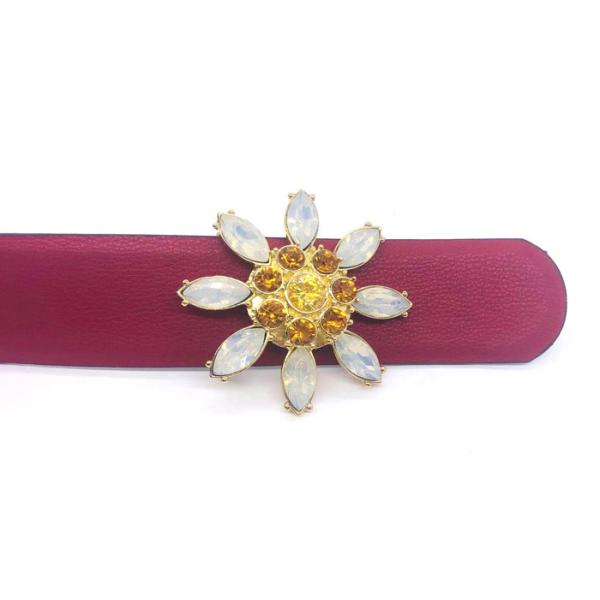 Red Color Women Rhinestone Belt Crystal Leather Waist Floral Cummerbund For Dress