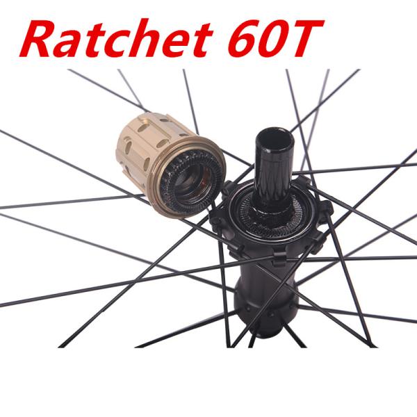 700c Carbon Fiber Road Bike Bicycle Wheelset 60T Ratchet Hub V Brake System Lightweight and for Road Bicycles 50mm 1290g