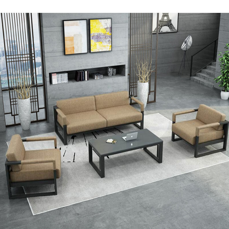 Xiamen Vintage Leather and Wood Garden Sofa Set Furniture with Powder Coated Metal Frame