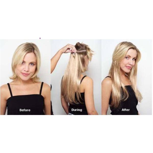 Straight Wave Golden Real Hair Clip In Hair Extensions for Short Hair -18 inch