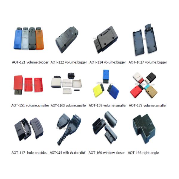 Normal Plug Material PA66 CF Black Right Angle OBDII Connector No Screws Type OBDII Plastic Case with Offer Drawing