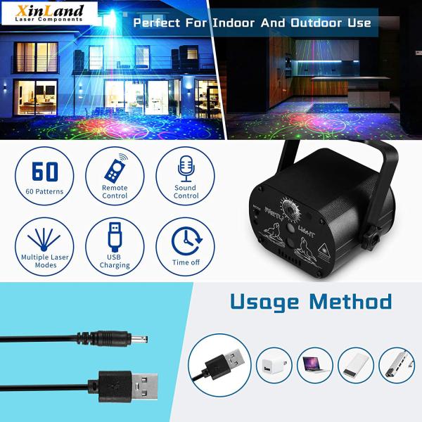Алюминиевый поручать USB светлого репроектора ночи лазеров этапа DJ света партии лазера снабжения жилищем