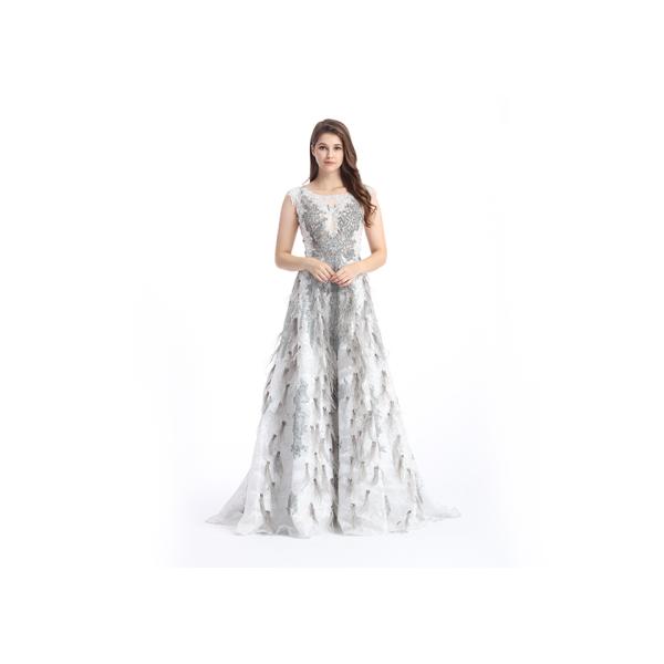 Unique Design Stunning Evening Dresses , Anti - Static V Neck Beaded Evening Dress