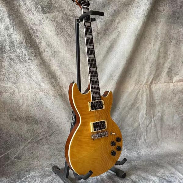 Custom Flamed Maple Veneer Pearloid Notched Block Inlays OVATION Electric Guitar