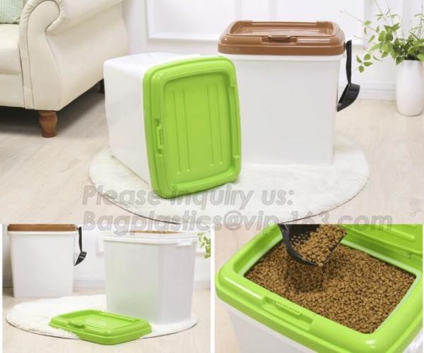 Dog Food Storage Container Large Airtight PET Food Container Measuring Cup 19lb/33qt Plastic Cat Dog Treat Containe